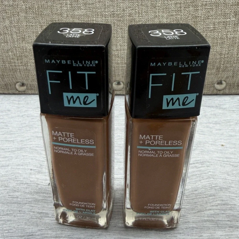 Maybelline Fit Me Matte + Poreless Foundation 358 Latte 1oz Lot of 2